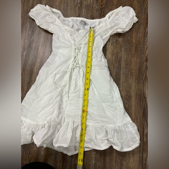 Urban Outfitters White Heidi Corset Flowy Mini Dress Medium Boho Fairy Cottage - Picture 9 of 11
